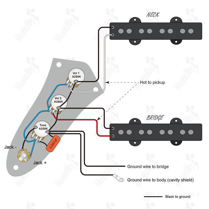 Standard JB American Style Mit Artec Pickup Verkabelungsdiagramm