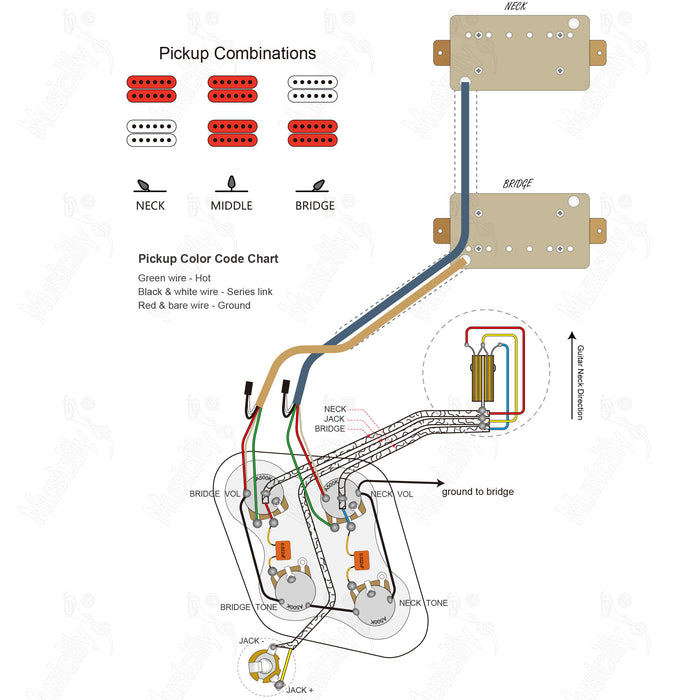 Standard LP-HH 50s Mit Revival Pickup Verdrahtungsdiagramm