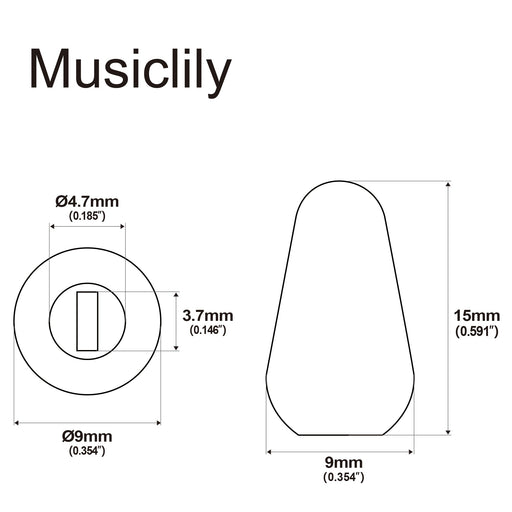 Dimensions of musiclily basic metric 3 7mm plastic tips for electric guitar 5 way pickup switch m045 5p
