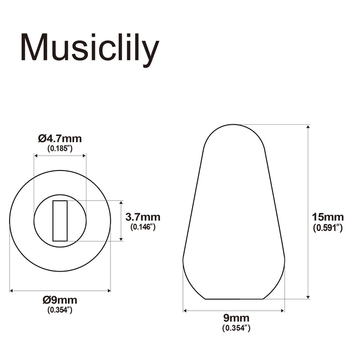 Dimensions of musiclily basic metric 3 7mm plastic tips for electric guitar 5 way pickup switch m045 5p
