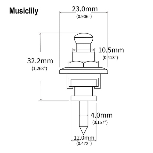 Dimensions of musiclily basic metal round head guitar locking strap locks and buttons schaller style security straplocks for electric acoustic guitar or bass m182 2p