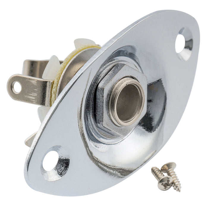 musiclily basic 1 4 inch 6 35mm oval guitar loaded jack socket plate for electric guitar m197p