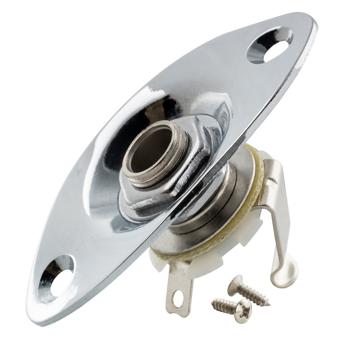 musiclily basic 1 4 inch 6 35mm oval guitar loaded jack socket plate for electric guitar m197p