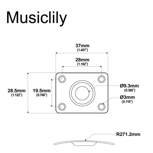 Dimensions of musiclily basic 1 4 inch 6 35mm rectangle guitar loaded jack socket plate for lp tele style electric guitar m198p