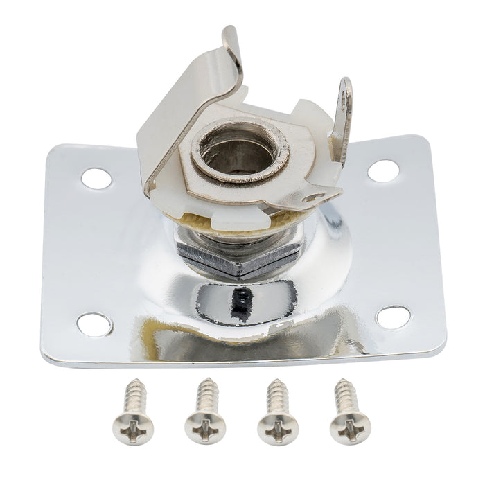 musiclily basic 1 4 inch 6 35mm rectangle guitar loaded jack socket plate for lp tele style electric guitar m198p