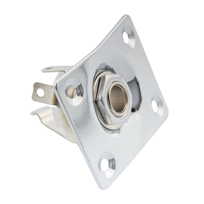 musiclily basic 1 4 inch 6 35mm rectangle guitar loaded jack socket plate for lp tele style electric guitar m198p