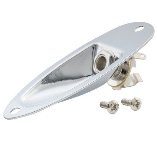 musiclily basic 1 4 inch 6 35mm boat shape guitar loaded jack socket plate for strat style eelectric guitar m199p