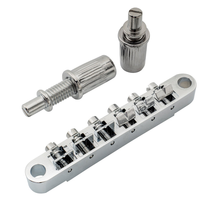 detail of musiclily basic 52mm2 3 64 inch abr 1 style tune o matic guitar bridge for lp style electric guitar m205