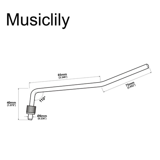 Dimensions of musiclily basic 6mm collared tremolo arm whammy bar vibrato arm for floyd rose style electric guitar m219p