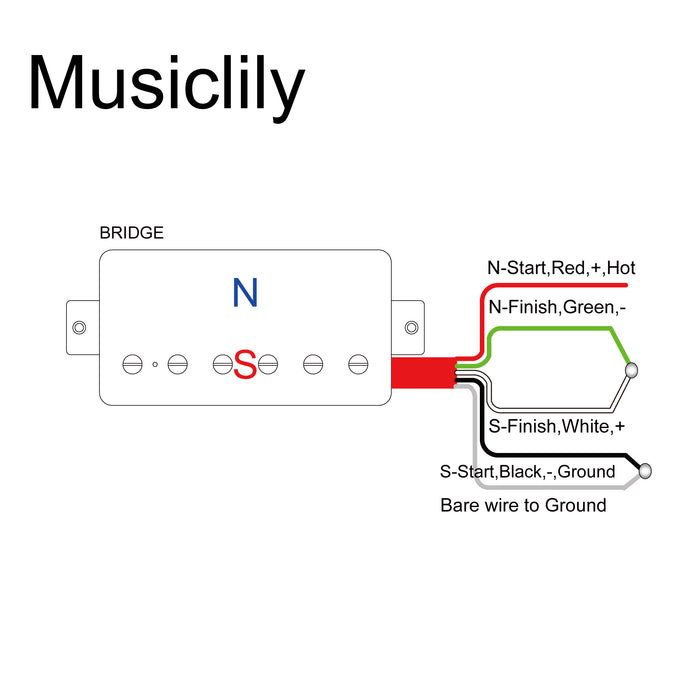 Musiclily Pickup Humbucker Coperti in Ceramica di Base per Collo e Ponte M266 M265 Diagramma di Cablaggio