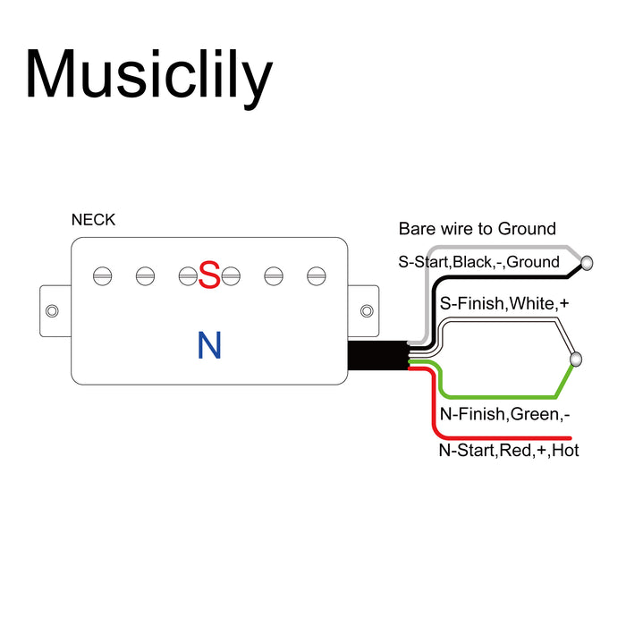 Musiclily Pickup Humbucker Coperti in Ceramica di Base per Collo e Ponte M266 M265 Diagramma di Cablaggio
