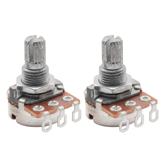 musiclily basic 500k mini metric coarse 18 spline split short shaft pots audio linear taper potentiometers for electric guitar bass m280 2, 2 pcs