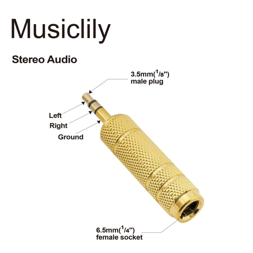 Dimensions of audio stereo adapter converter m1 4 inch 6 5mm female plug to 1 8 inch 3 5mm male jack m322 2