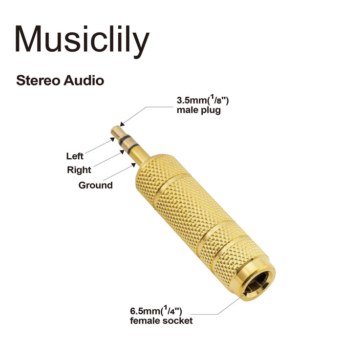 Dimensions of audio stereo adapter converter m1 4 inch 6 5mm female plug to 1 8 inch 3 5mm male jack m322 2