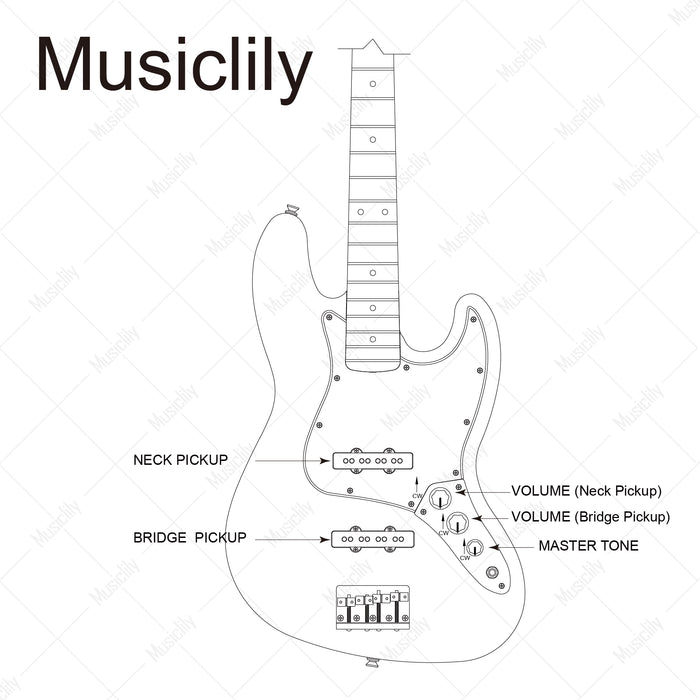 Dimensions of musiclily basic loaded prewired jazz bass control plate for jb style bass m511
