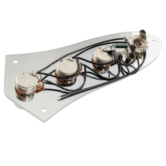 detail of musiclily basic loaded prewired jazz bass control plate for jb style bass m511