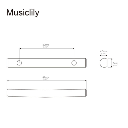 Dimensions of musiclily basic steel guitar string retainer bar for floyd rose tremolo system electric guitar m537 2p