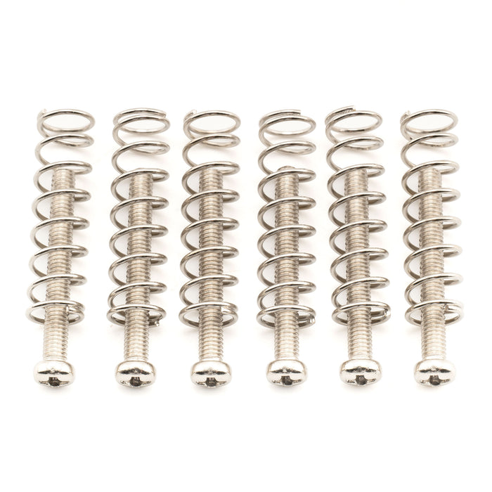 musiclily pro m3x25mm pan head humbucker pickup mounting screws and steel springs set for import electric guitar set of 6, nickel