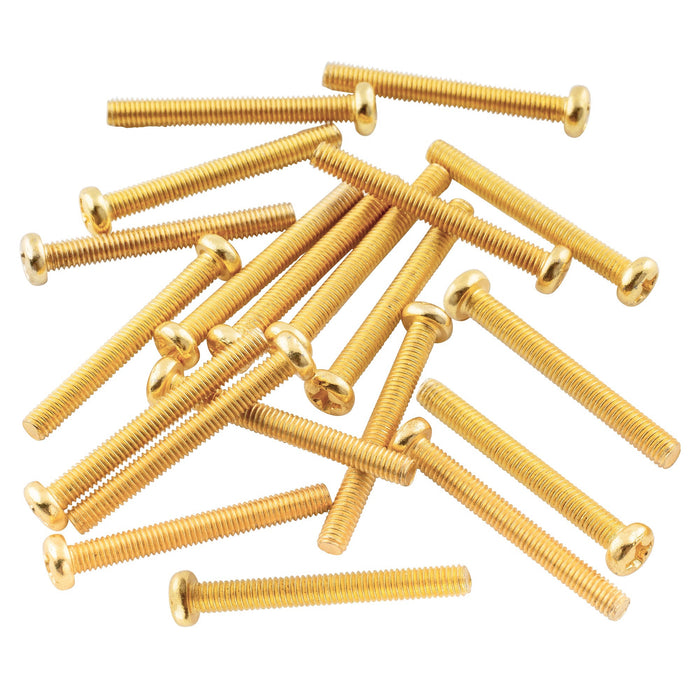 musiclily basic metric thread m3 25mm pan head humbucker pickup and pickup ring mounting screws for import electric guitar m561 20p, gold