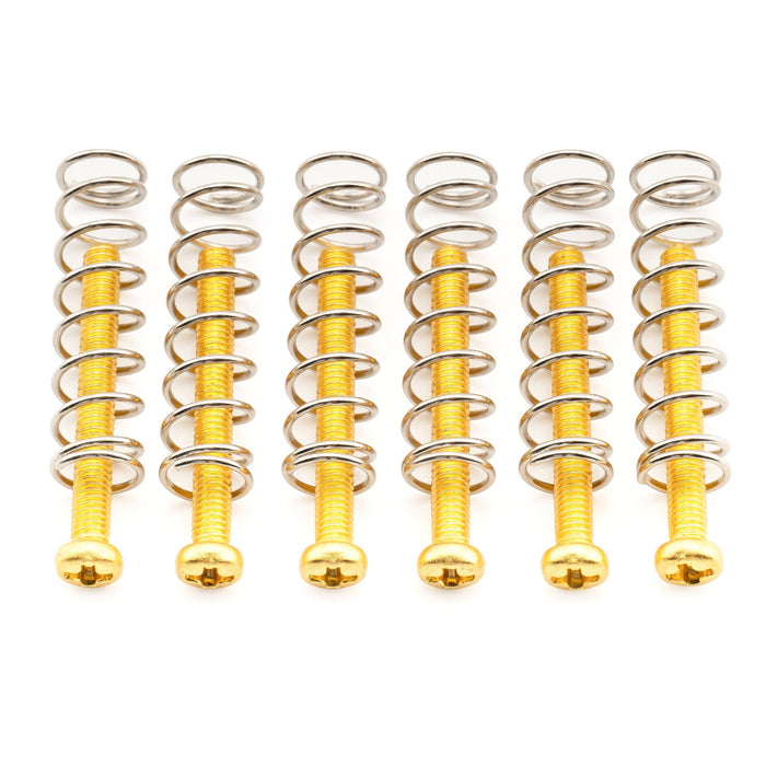 musiclily pro m3x25mm pan head humbucker pickup mounting screws and steel springs set for import electric guitar set of 6, gold
