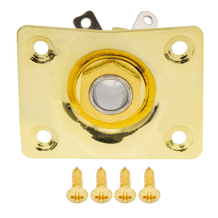 musiclily basic 1 4 inch 6 35mm rectangle guitar loaded jack socket plate for lp tele style electric guitar m198p