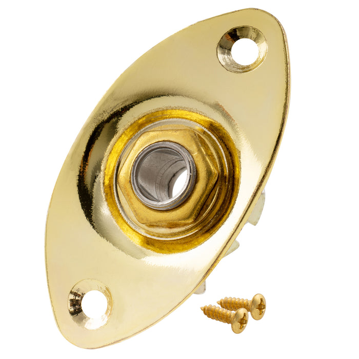 musiclily basic 1 4 inch 6 35mm oval guitar loaded jack socket plate for electric guitar m197p