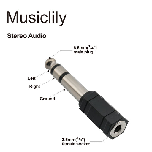Dimensions of audio stereo adapter converter 1 8 inch 3 5mm female plug to 1 4 inch 6 5mm male jack m323 2