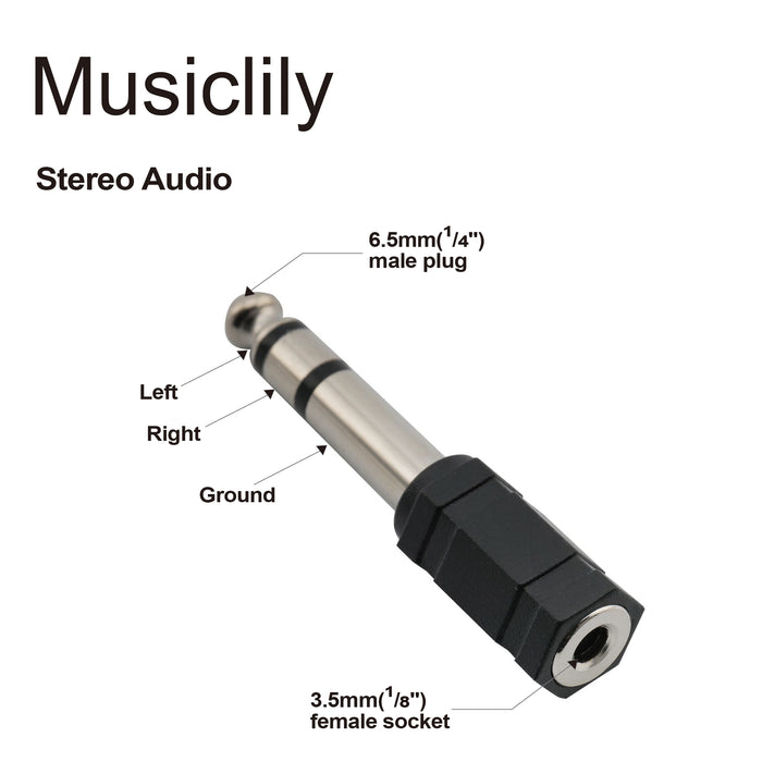 Dimensions of audio stereo adapter converter 1 8 inch 3 5mm female plug to 1 4 inch 6 5mm male jack m323 2