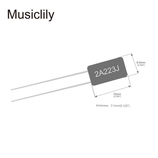 Dimensions of musiclily basic guitar polyester capacitor 2a333j 2a683j 2a473j 2a333j m590 10p