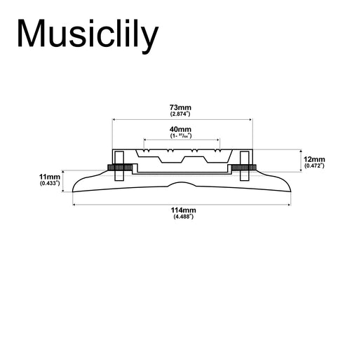 Dimensions of musiclily pro 40mm1 37 64 inch rosewood adjustable compensated mandolin bridge m617