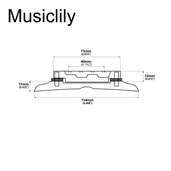 Dimensions of musiclily pro 40mm1 37 64 inch rosewood adjustable compensated mandolin bridge m617