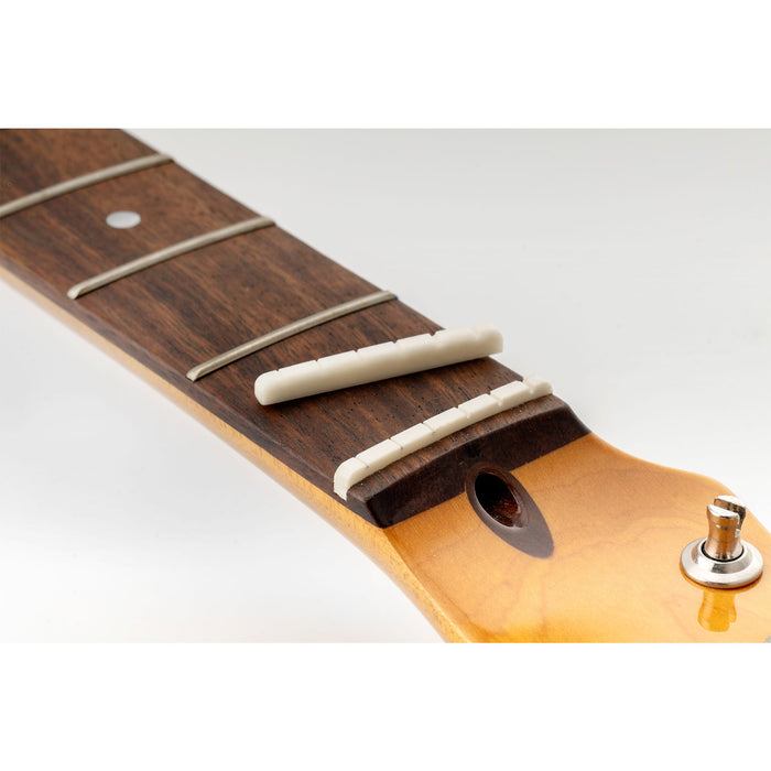 Application of musiclily basic 42mm flat bottom bone slotted electric guitar nut for 6 string strat tele style 42x3 5x4 5 3 5mm m628 2