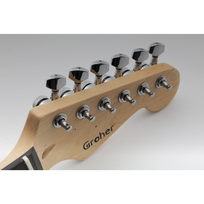 Usage show of musiclily basic 6 in line guitar locking tuners tuning pegs keys machine heads set for strat tele style m734 6p