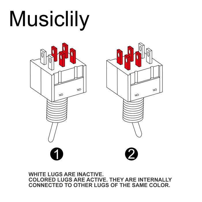 Size of musiclily basic 2 way dpdt guitar mini toggle switch on on 6 pin selector m761p