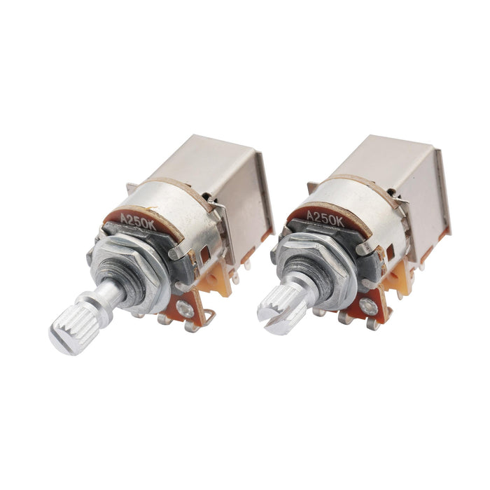 detail of musiclily basic 250k metric coarse 18 spline split short shaft pots push pull audio linear taper potentiometers for electric guitar bass m909 2