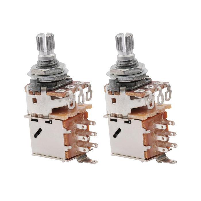 musiclily basic 250k metric coarse 18 spline split short shaft pots push pull audio linear taper potentiometers for electric guitar bass m909 2, 2 pcs