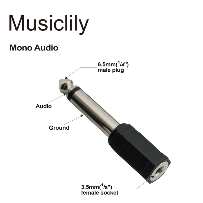 Dimensions of musiclily basic 1 8 inch 3 5mm female to 1 4 inch 6 5mm male mono guitar audio headphone jack adapter converter connector mx0015 4