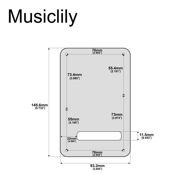 Dimensions of musiclily pro guitar strat back plate for fender usa mexican standard stratocaster modern style 1 3 4 ply mx0021p