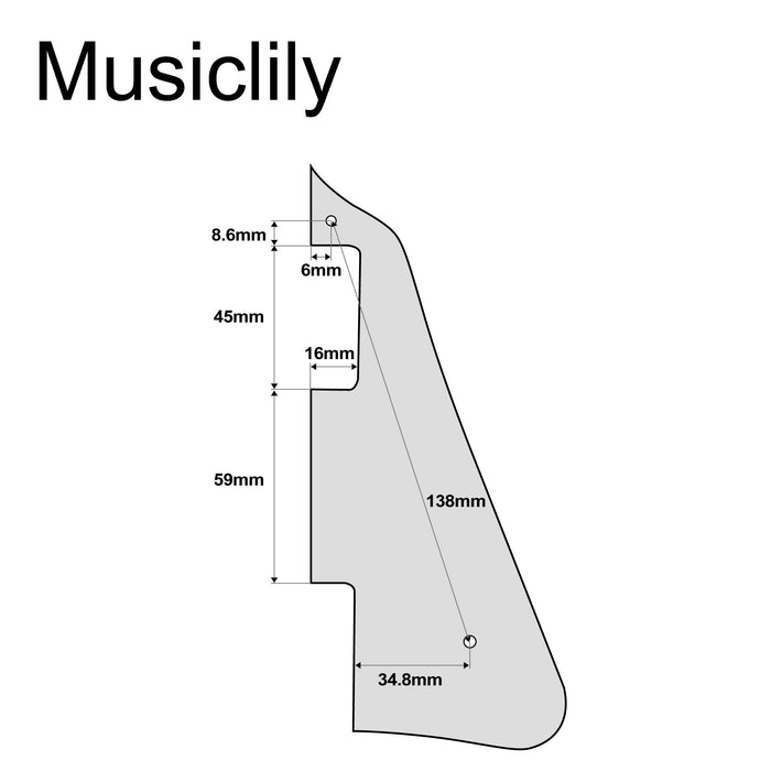 Dimensions of musiclily pro electric guitar pickguard compatible with usa lp modern style 1 3 4 ply mx0066p