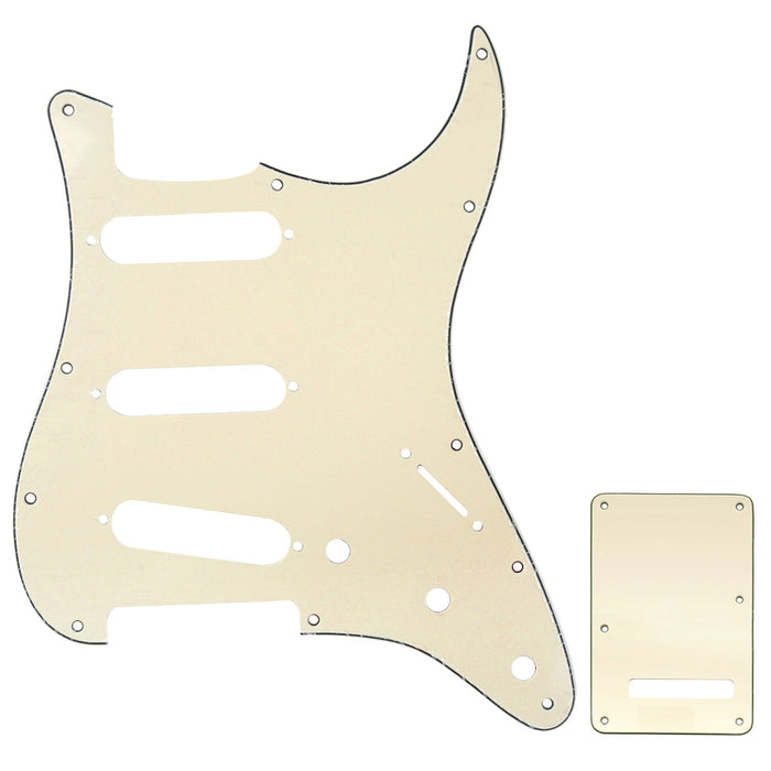 musiclily pro sss 11 hole strat guitar pickguard and backplate set for fender usa mexican standard strat modern style 1 3 4ply mx0111mx0021p