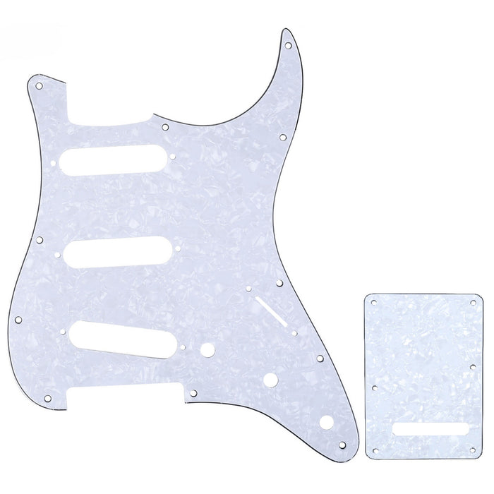 musiclily pro sss 11 hole strat guitar pickguard and backplate set for fender usa mexican standard strat modern style 1 3 4ply mx0111mx0021p