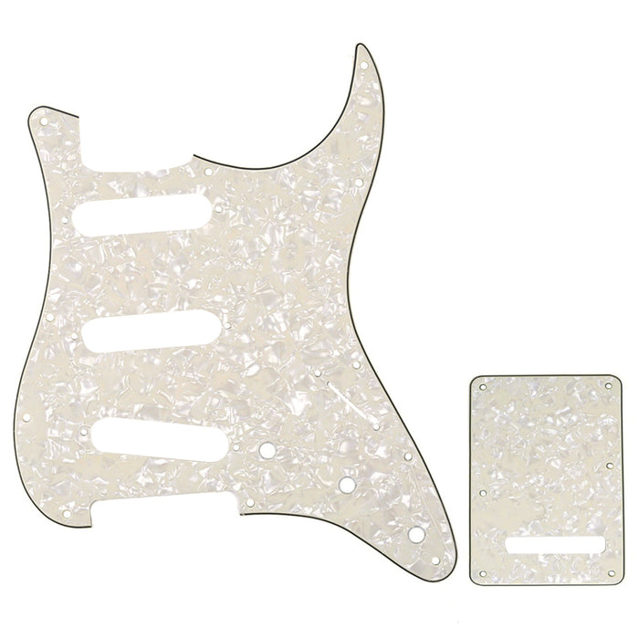 musiclily pro sss 11 hole strat guitar pickguard and backplate set for fender usa mexican standard strat modern style 1 3 4ply mx0111mx0021p