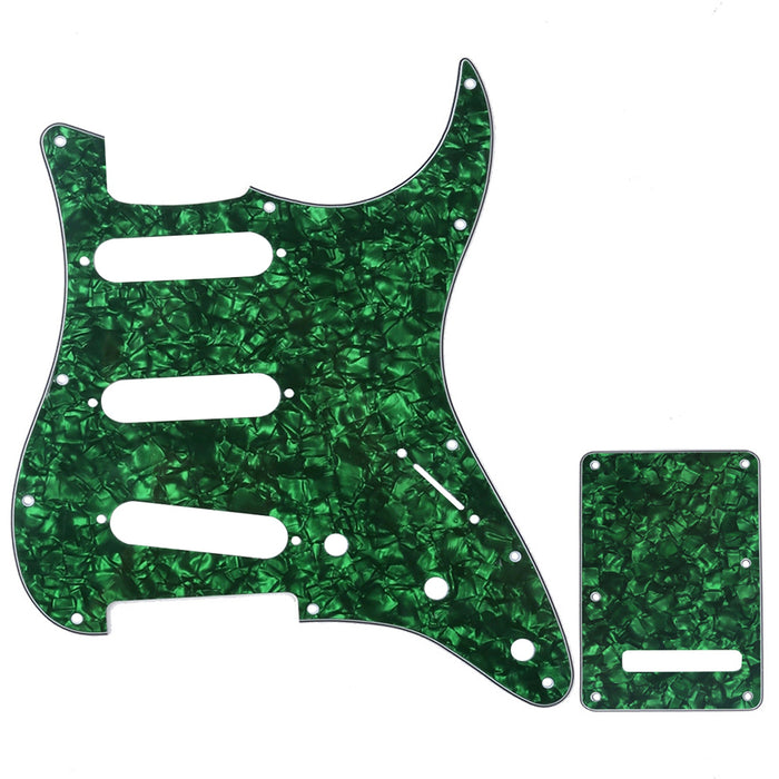 musiclily pro sss 11 hole strat guitar pickguard and backplate set for fender usa mexican standard strat modern style 1 3 4ply mx0111mx0021p