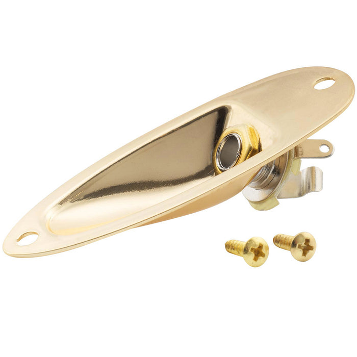 musiclily basic 1 4 inch 6 35mm boat shape guitar loaded jack socket plate for strat style eelectric guitar m199p