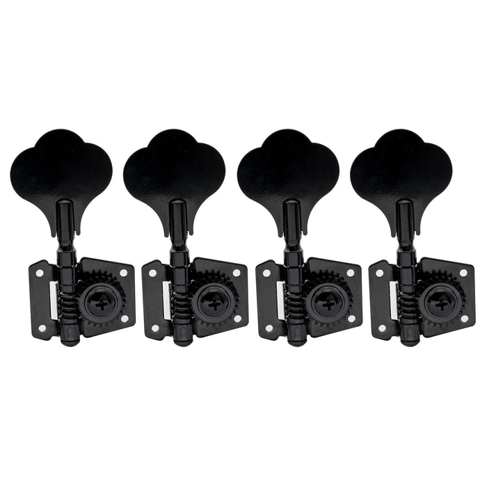 4 in line open gear bass tuners machine heads set tuning pegs keys m180 4p, black