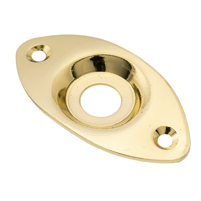 detail of musiclily basic steel oval electric guitar bass output jack plate m770 2p