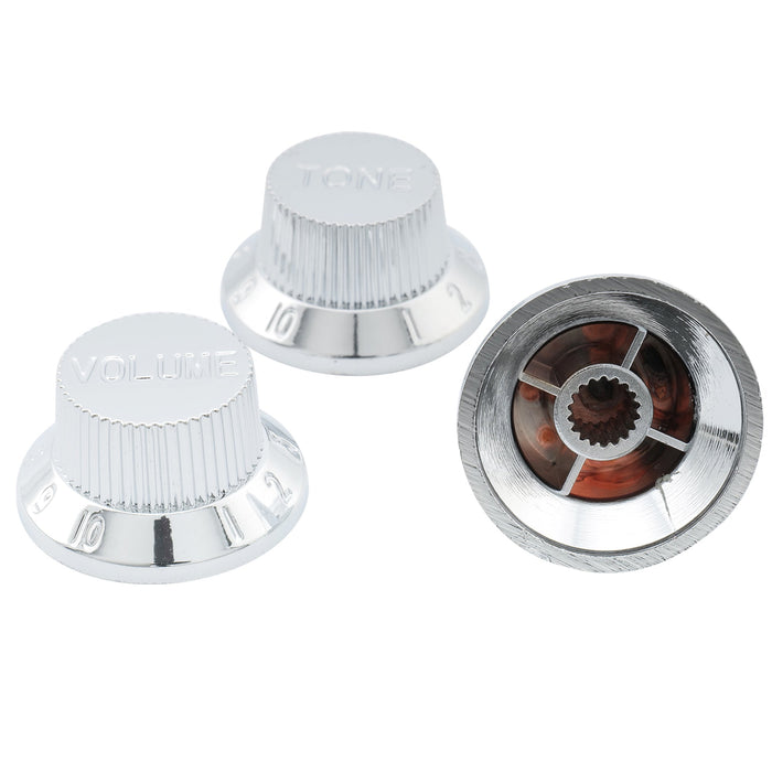 Perillas de control Musiclily Basic Coarse de 18 estrías para guitarra eléctrica estilo Strat importada, 2T+1V