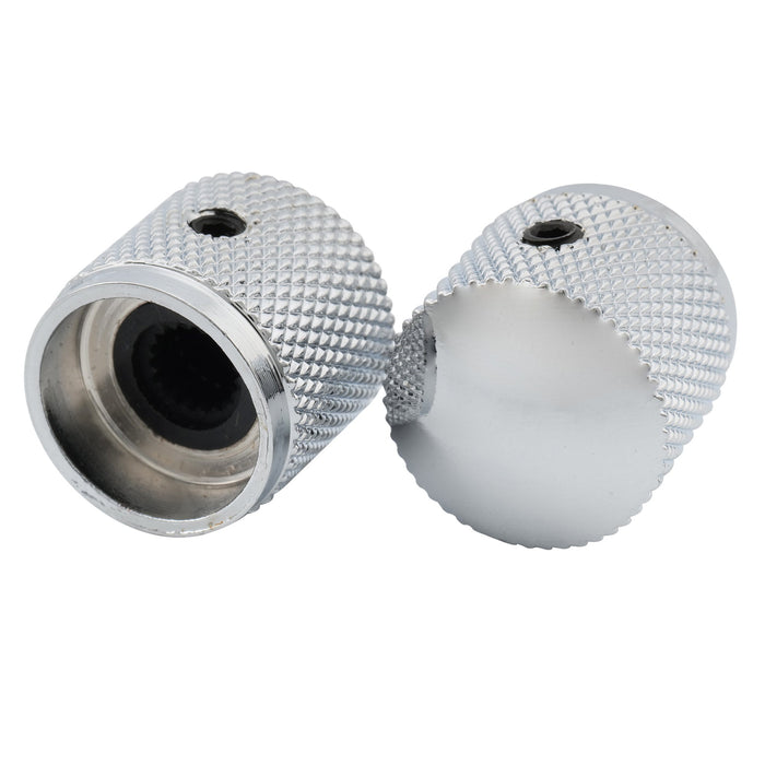 detail of musiclily basic coarse 18 splines steel knurled dome control knobs with screw set for electric guitar or bass 18 18mm mx0671 4p