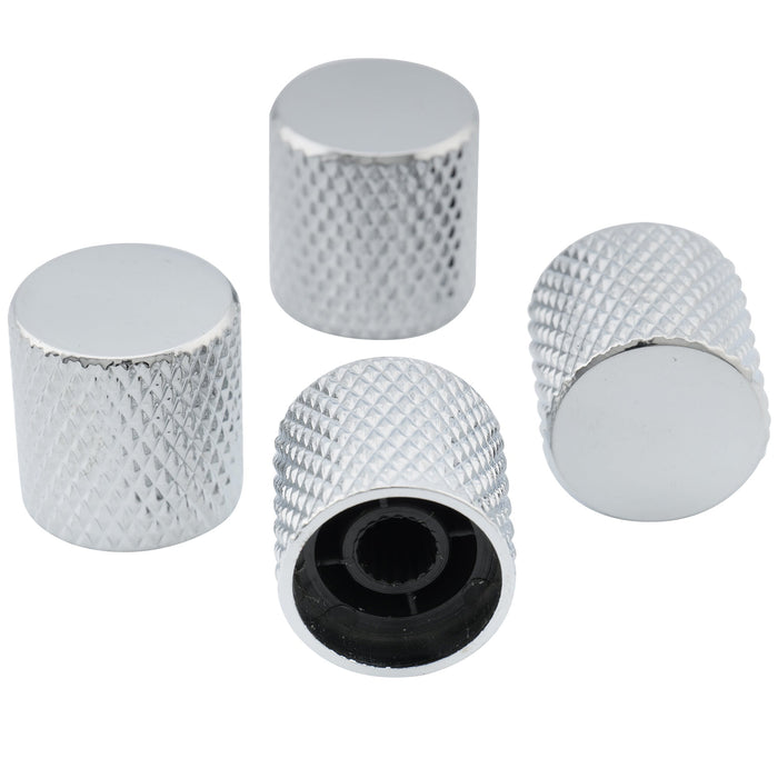 Perillas de control Musiclily Basic Coarse de 18 estrías de acero con superficie plana y moleteadas para guitarra eléctrica o bajo (18 x 18 mm, juego de 4)