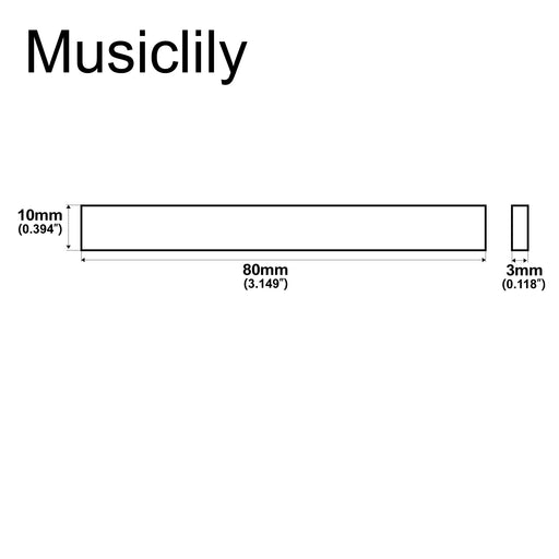 Dimensions of musiclily basic bone guitar saddle blank for martin acoustic and classical guitar 80x3x10mm mx0732 2